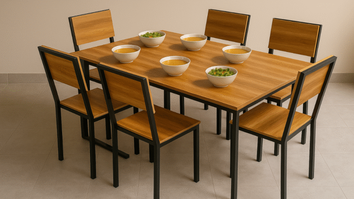 Dining table 90*180 cm cladded with wood - Image 5