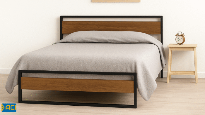 Metal bed 120*200 cm including 9 wood strips