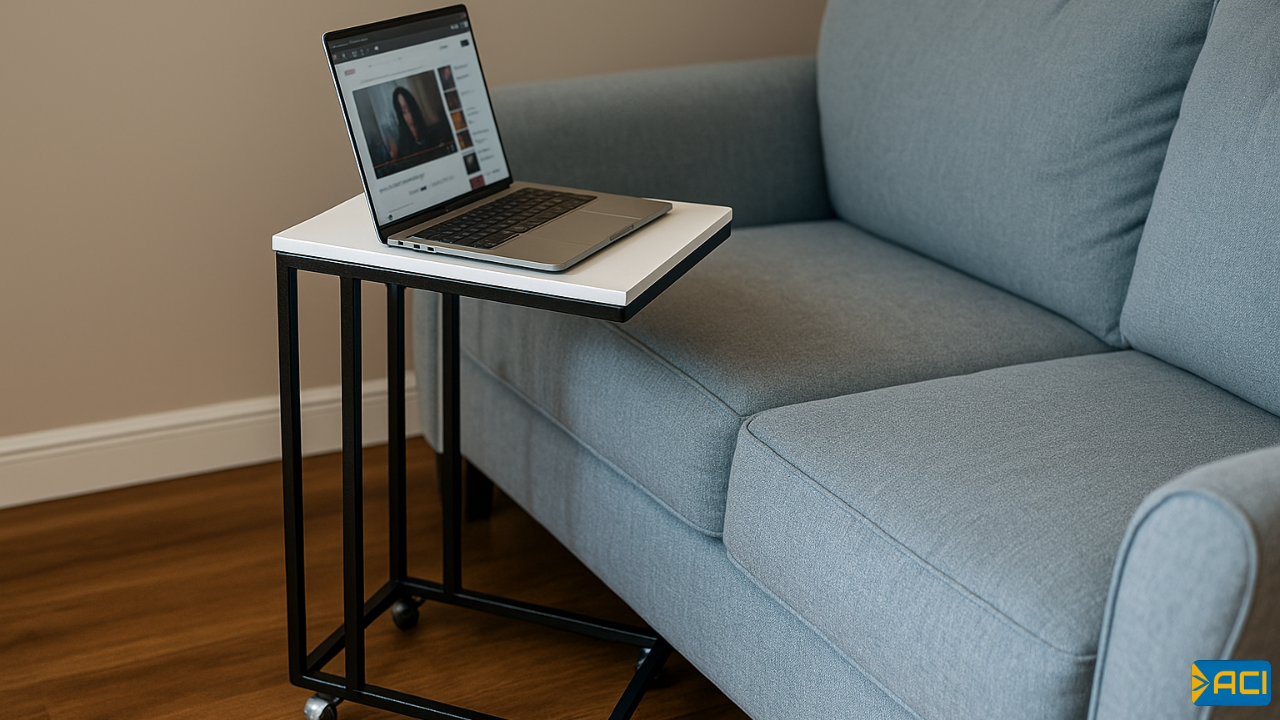 Rectangular movable table 35*50 cm with wheels