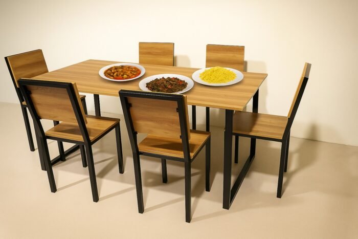 Dining table 90*180 cm cladded with wood - Image 9