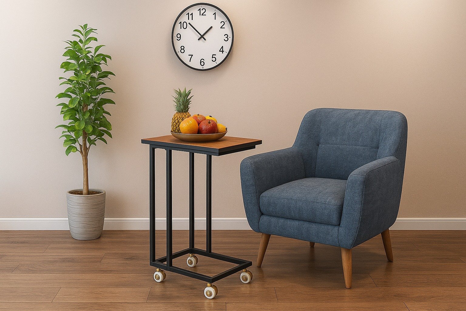 Movable side table 35*50 cm with wheels